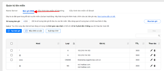 [tên Miền] Hướng Dẫn Sửa Bản Ghi Tên Miền Tại Mắt Bão